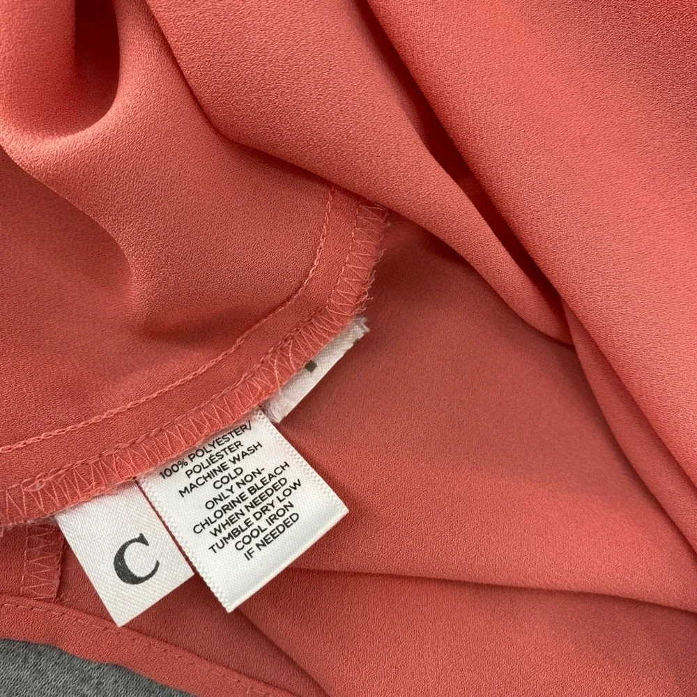 LOFT Women‎ Coral Scallop Trim Sleeveless Button Up Blouse Shirt XL - Picture 5 of 7